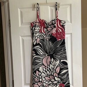 Ann Taylor Pink and Black Spaghetti Strap Cocktail dress